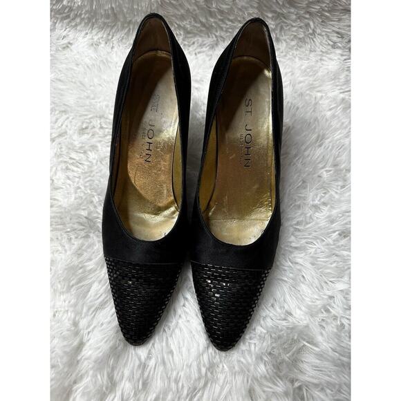 St. John Made In Italy 3" Heels‎ Pointed Toes Gold Insoles Leather Sparkle Sz 7 - Picture 2 of 11